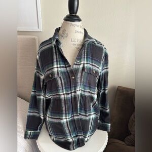American Eagle Green Blue Plaid Flannel shirt Small s